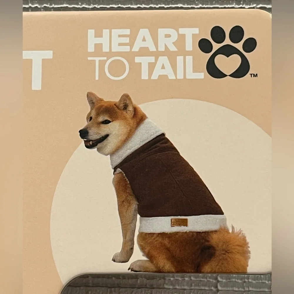 Soft & warm Sherpa lined vest for a medium dog. Corduroy, snap buttons. Brown - Picture 1 of 10
